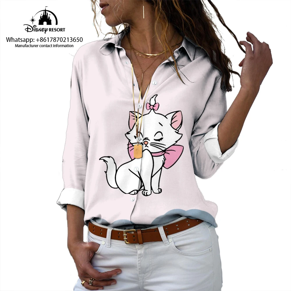 Street New 3D Fashion Harajuku Lapel Long Sleeve Single Breasted Shirt Lilo and Stitch Anime Print Casual Shirt Y2K