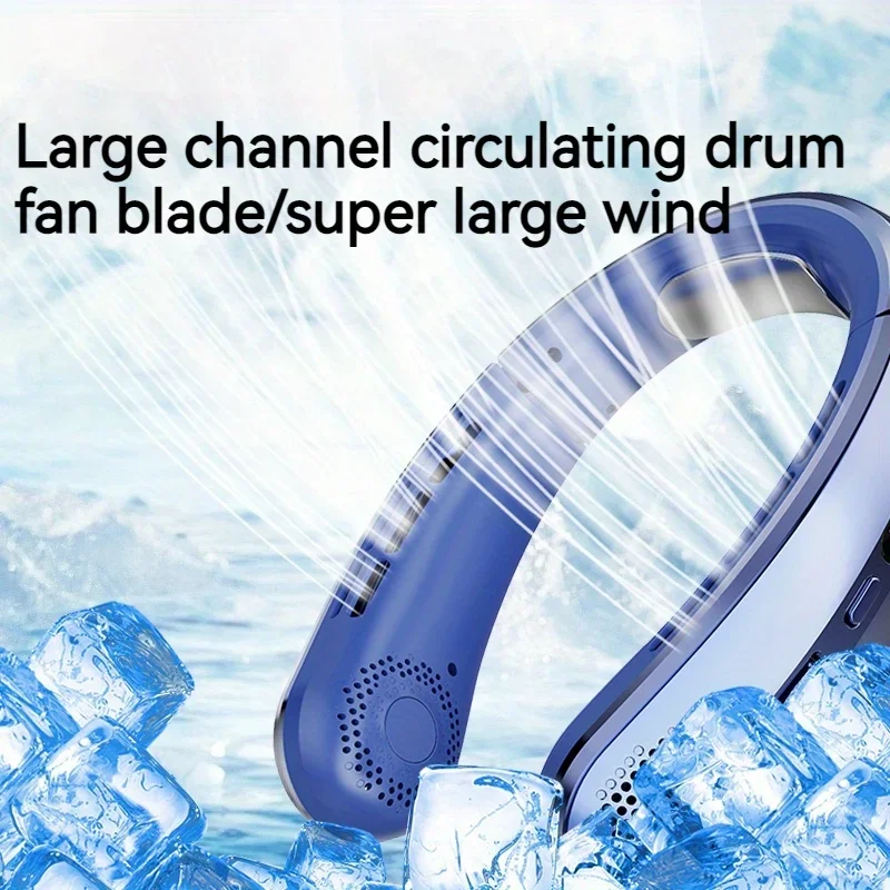 Ventola da collo portatile con impostazioni di velocità 100 regolabili, USB ricaricabile, ricarica rapida di tipo C, dispositivo di raffreddamento indossabile per lo sport,
