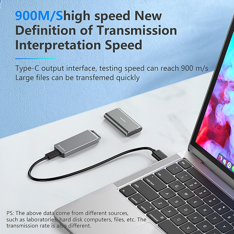 Blueendless Mini M.2 NVME Mobile Solid State Hard disk2242mm Portable All Aluminum TYPE-C Computer External Mobile Hard DriveBox