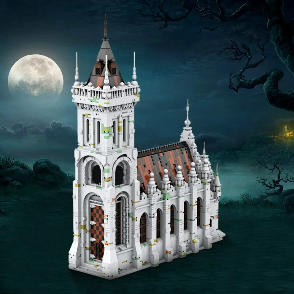 Gobricks MOC Middeleeuwse Retro Gothic Kerk Bouwstenen Model Gotische Kathedraal Gevel Bakstenen DIY Gemonteerd Speelgoed Verzamel Cadeau