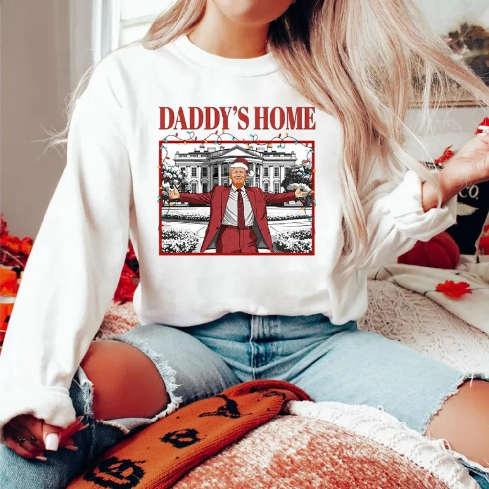 Dad\'s Home Women Hoodies Trump 2024 GOP Gift Fun Trump Sweatshirt White House Trump Long Seleeve Hoodie