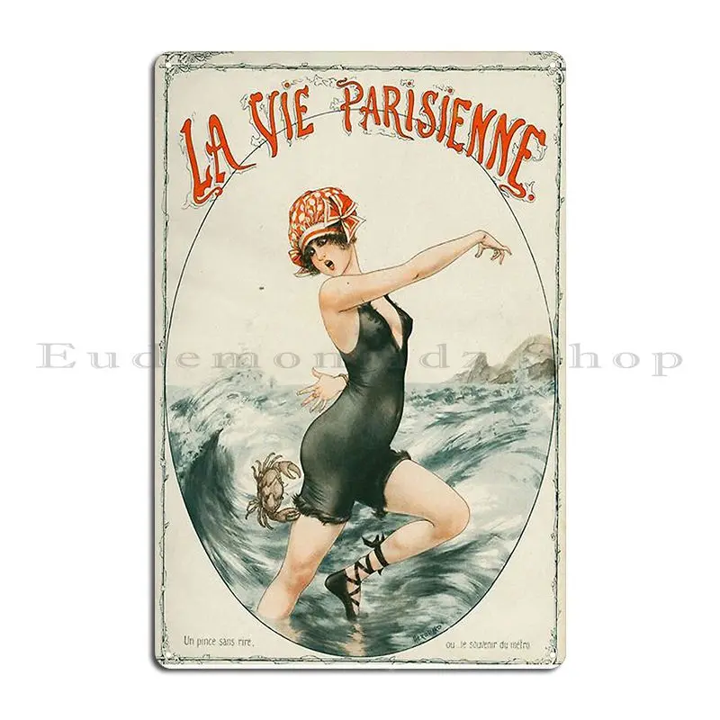 La Vie Parisienne Cheri Herouard 1919 Metal Plaque Cinema Living Room Garage Garage Iron Tin Sign Poster