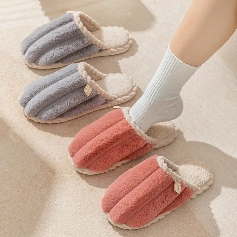 

Новинка 2023 года, мужские хлопковые тапочки на осень и зиму, домашние нескользящие домашние плюшевые теплые парные тапочки, женские зимние