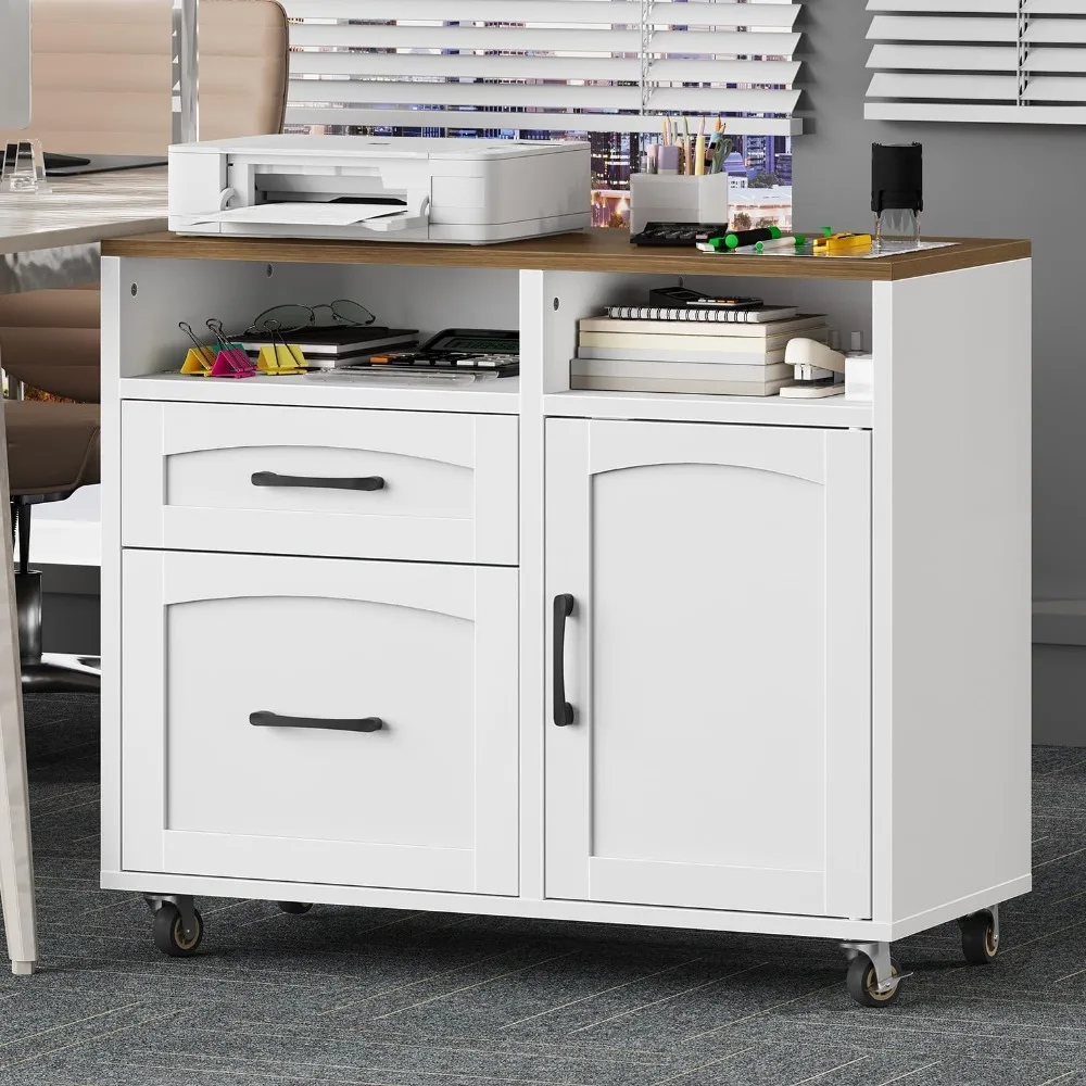 Lateral File Cabinet 2 Drawers, Filing Cabinets for Home Office | Rolling Office Storage Cabinet with Drawers, Fits