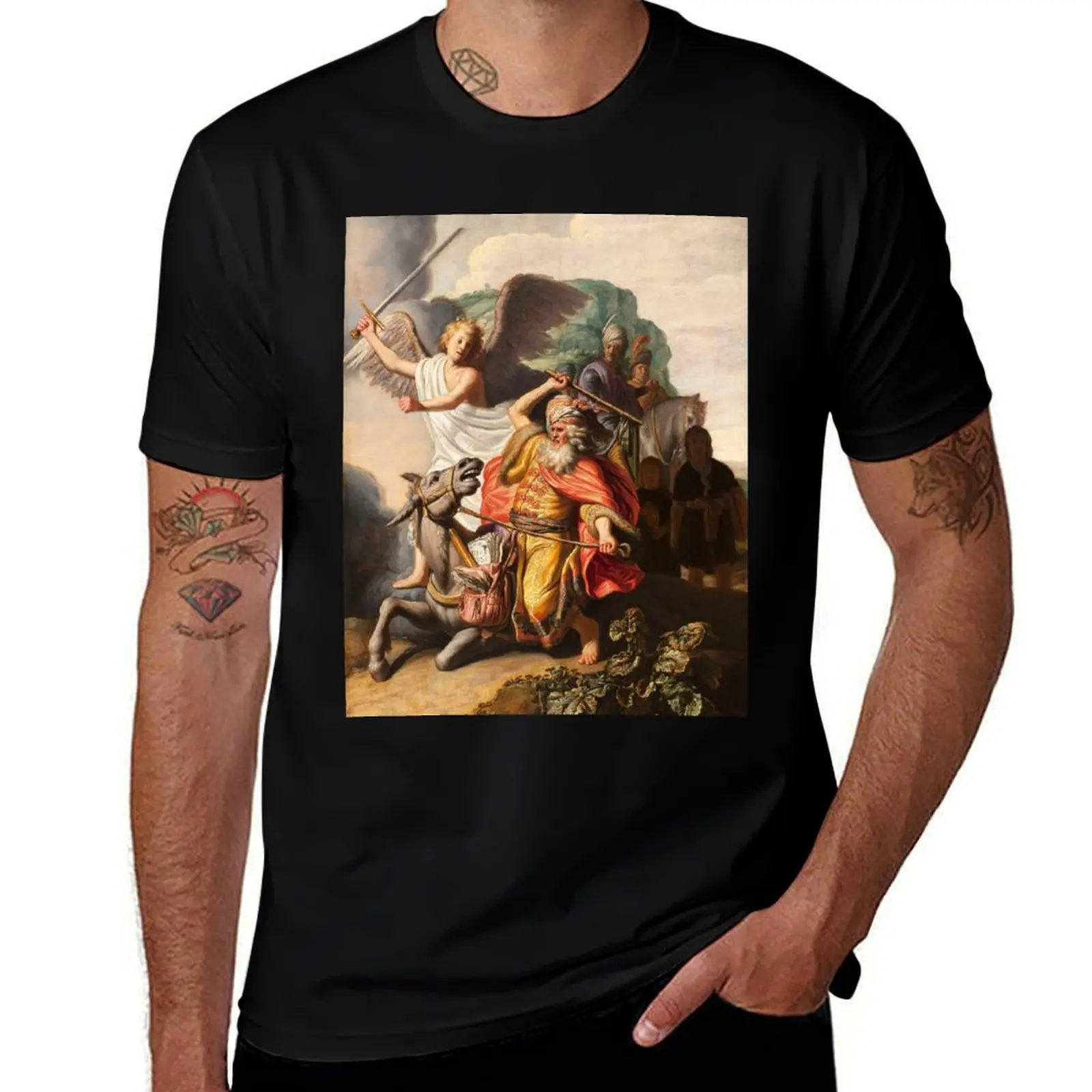 Balaam y el burro (1626)-Camiseta Rembrandt, camiseta para hombre, camisetas de algodón, camiseta personalizada