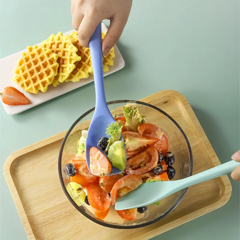 Silicone Salad Shovel Spatula Non-stick Cookware Cake Pastry Food Baking Scraper Kitchen Fruit Butter Batter Cream Mixing Spoon