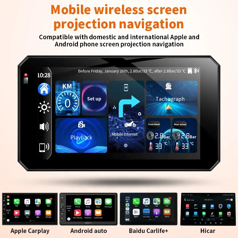 Cámara Dual inteligente DVR para motocicleta, grabadora de conducción Full HD resistente al agua con sistema de monitoreo de presión de neumáticos