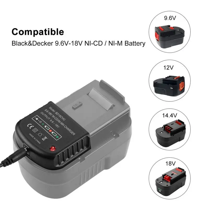 ABGI 2X 9.6V-18V Multi-Volt Battery for Ni-Cd Ni-for Mh Battery Hpb18 Hpb18-Ope Hpb12 Hpb14 Fs120Bx US Plug