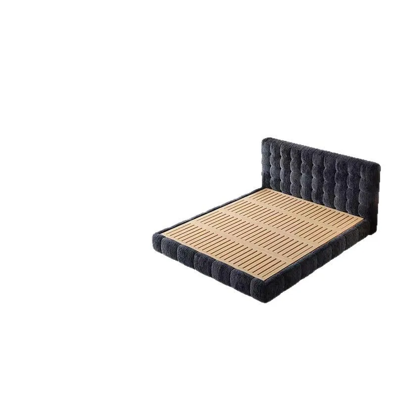 

French retro, master bed, high backrest, modern minimalism, soft bag double bed