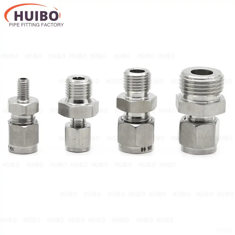 

1pcs SS 304 Stainless Steel Pipe Fitting Double Ferrule Ring Compression Connector M5 M6 M8 M10 M12 M14 M16 M18 M20 Male Metric