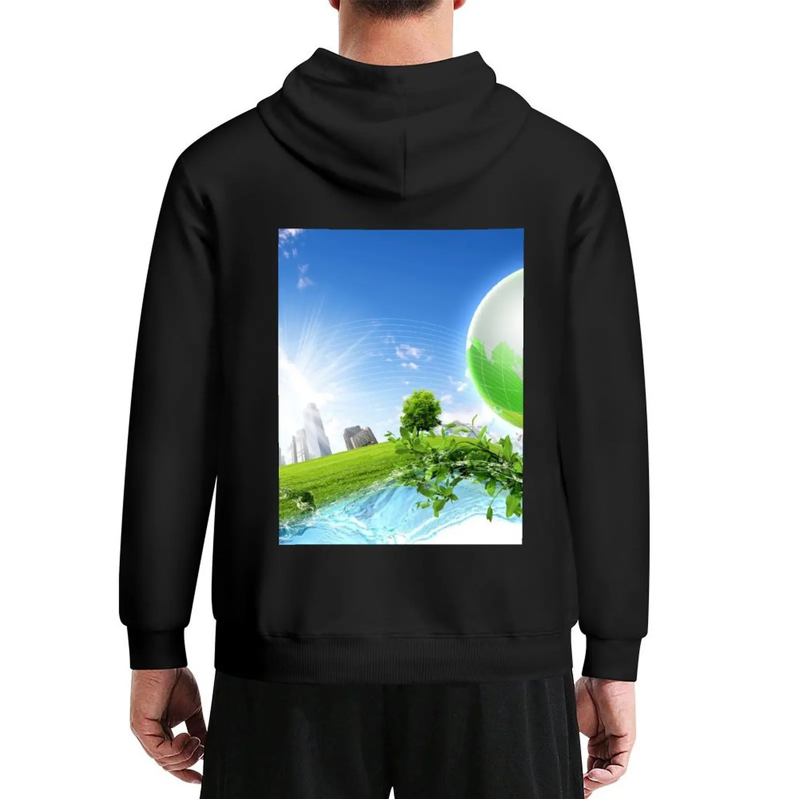 

Frutiger Aero Global Nature City Hoodie men's clothing blouse japanese style men wear graphic hoodie