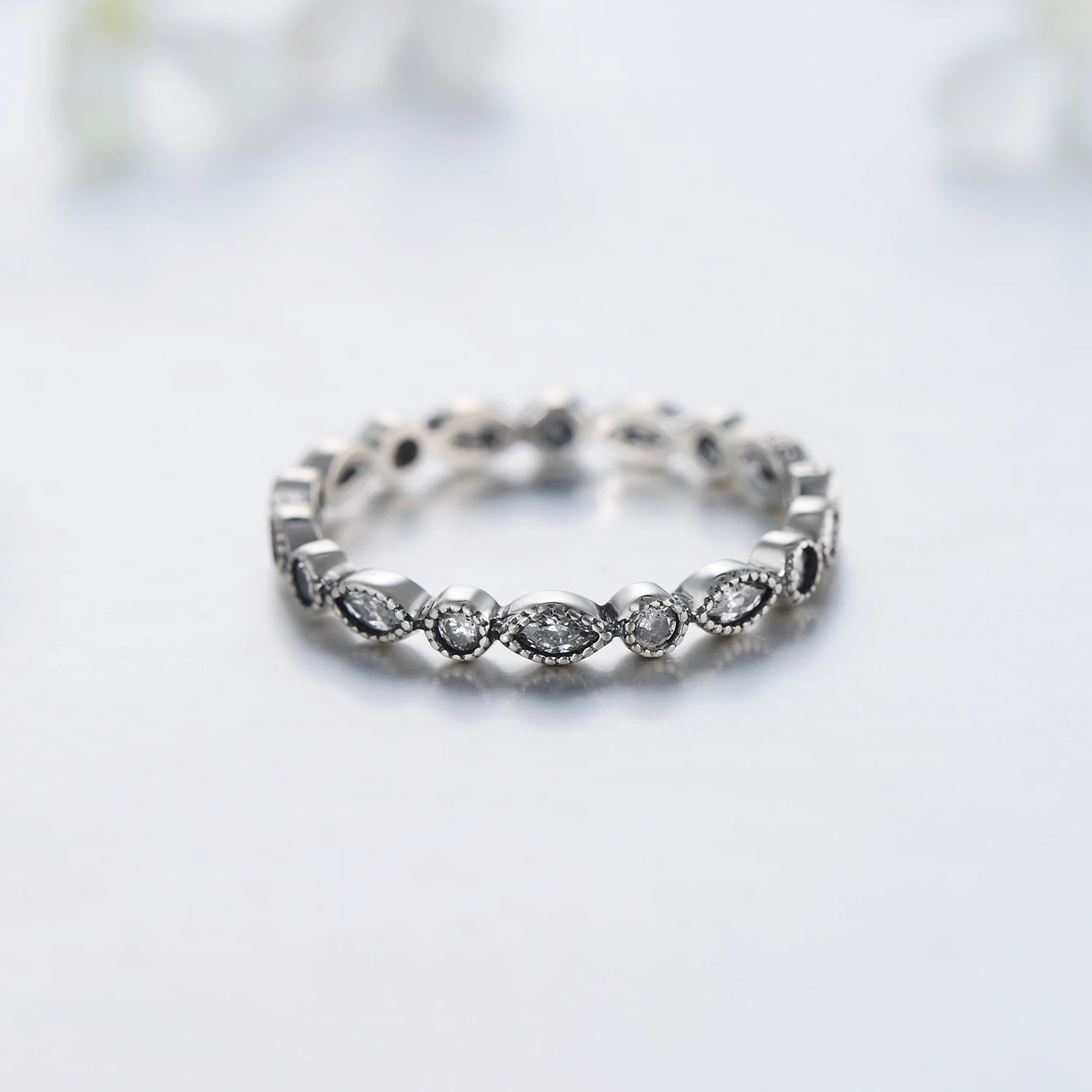 Women's Authentic 925 Sterling Silver Sparkling CZ Ring