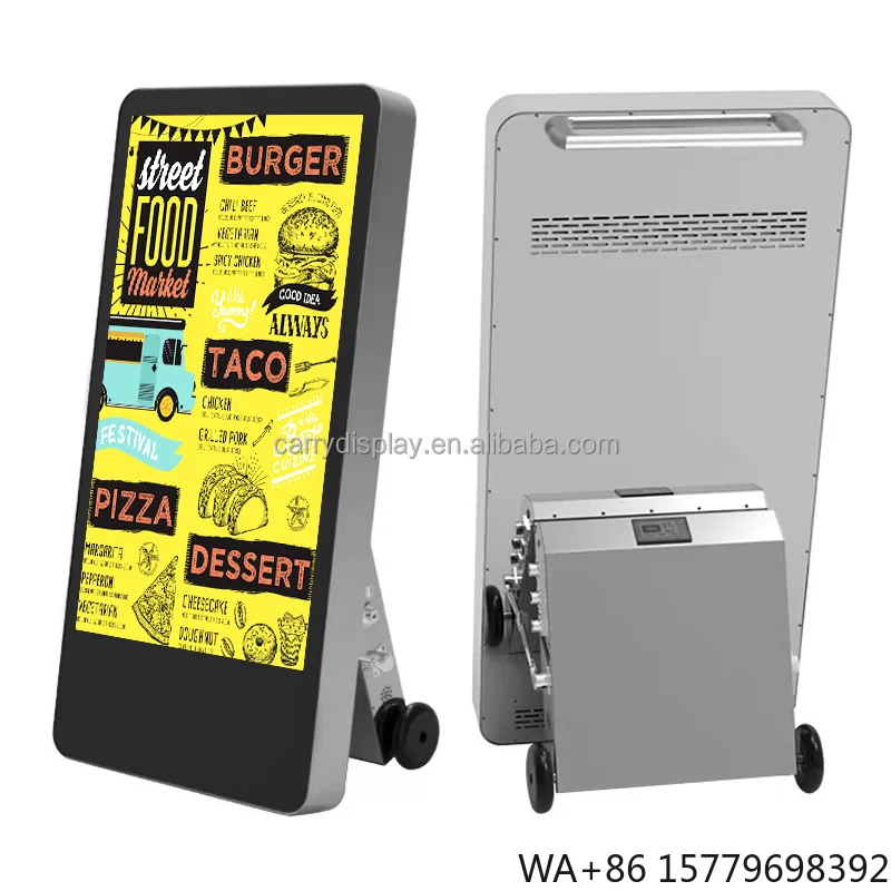 

43 Inch Outdoor Capacitive Battery Powered Digital Poster Portable Movable High Brightness Display