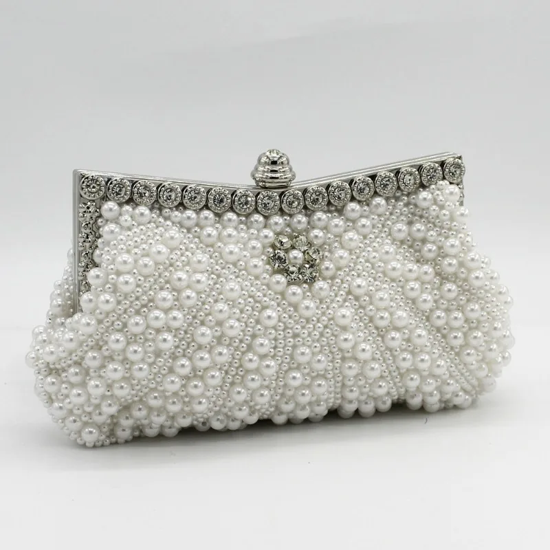 Popular Pearl Belt Diamond Banquet Dressing Bridal Chain Bag Cheongsam Handbag Women's Bag Exquisite Simple Casual Trend Fashion
