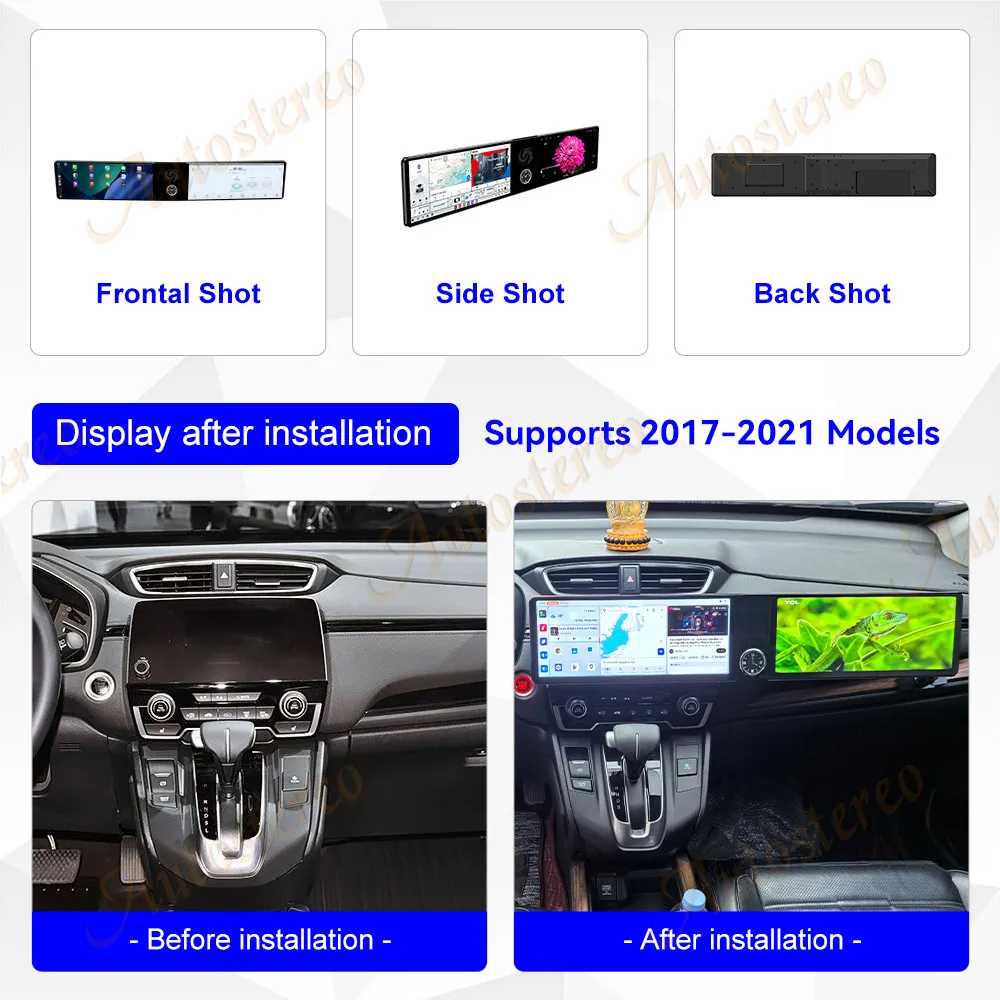 12.3‘’ Dual Screen Carplay Android 14 Car GPS Navigation For Honda CR-V 2017-2021 Head Unit Multimedia Player Car Radio Auto