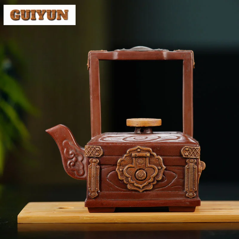 620ml High-end Yixing Purple Clay Teapots Handmade Treasure Chest Pot Raw Ore Red Mud Kettle With Infuser Zisha Tea Set Supplies