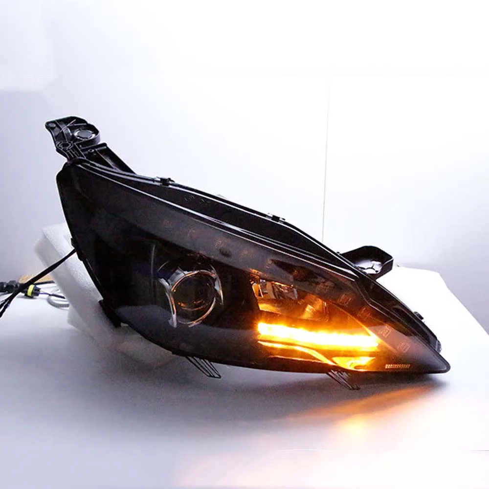 Car Headlights Assembly Dynamic Streamer Turn Signal Head Lamp For Peugeot 408 308 Daytime Running Lights