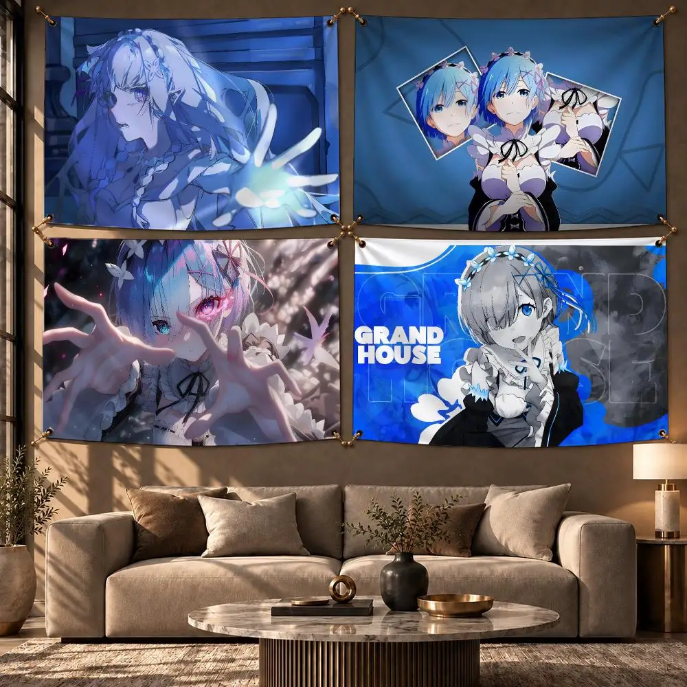 Re:Zero - Starting Life in Another World Flags Wall Hanging Flag Banner Home Decor Aesthetic Living Room Bedroom HD Fabric