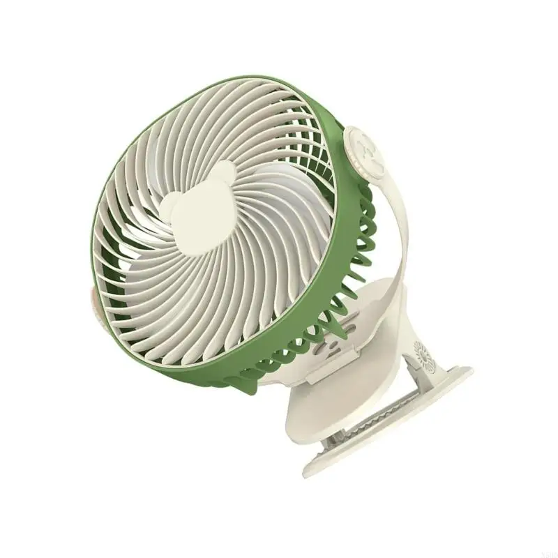 Ventilador Clip portátil con abrazadera fuerte, ventilador refrigeración silencioso recargable por USB 5 velocidades