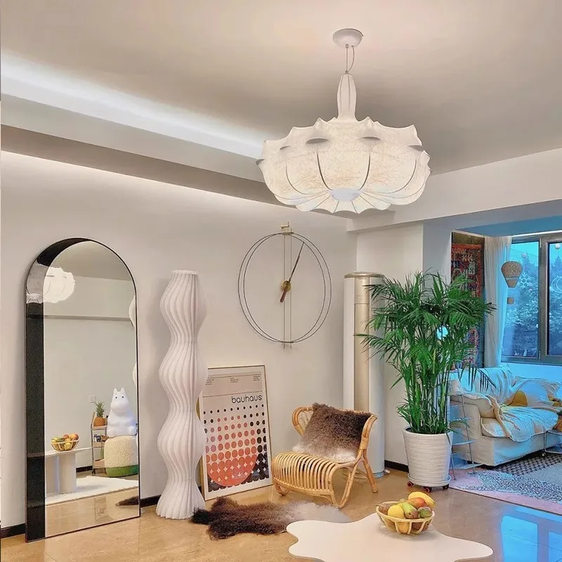 Italian Designer Creative Silk Pendant Lamp Simple Bedroom Living Room Homestay Tea House Art Decor LED Hanging Lighting Fixture