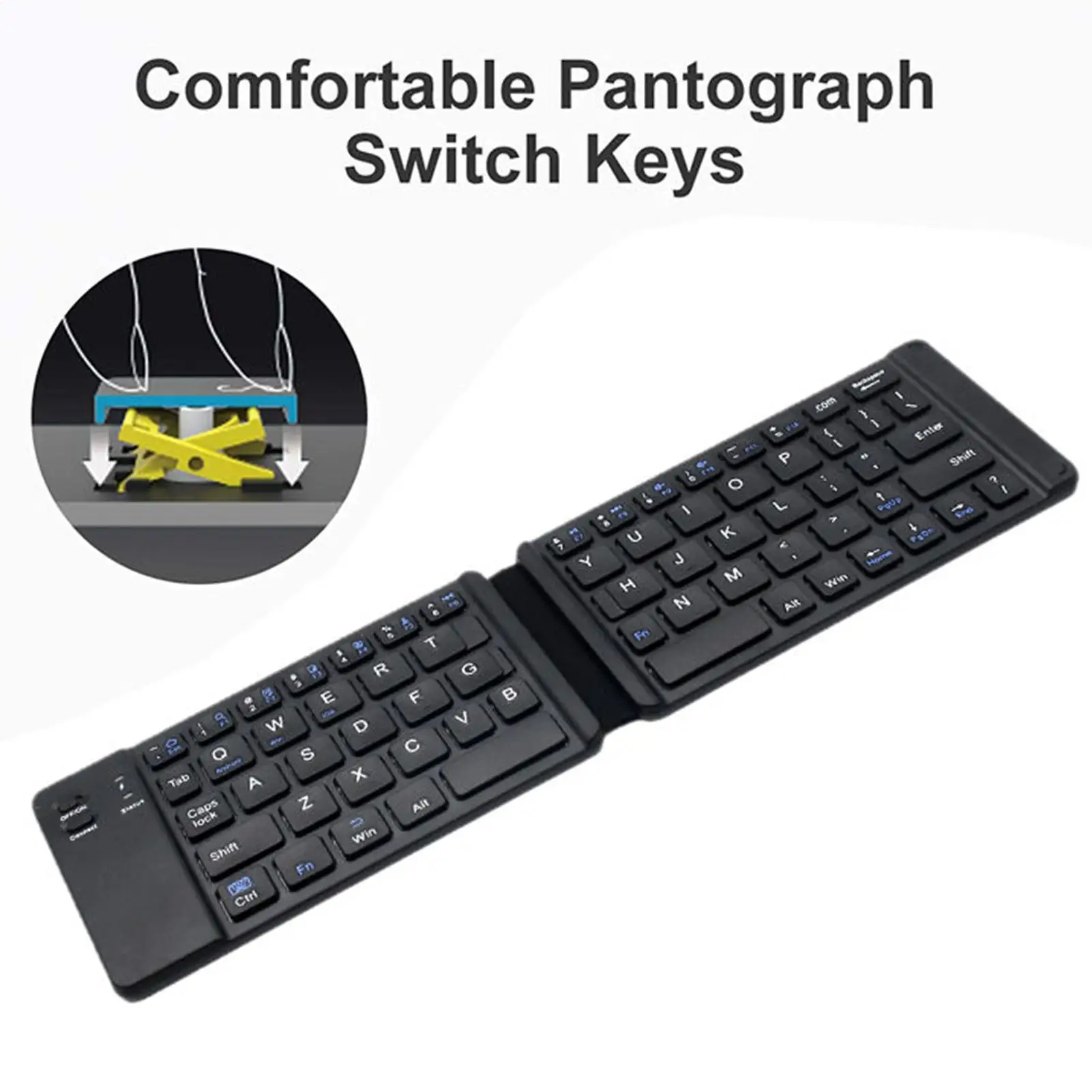 

Foldable Blue Tooth Keyboard Universal Two-fold Mini Mute Portable Ultra Slim Folding Keyboard Supports One Click Switching