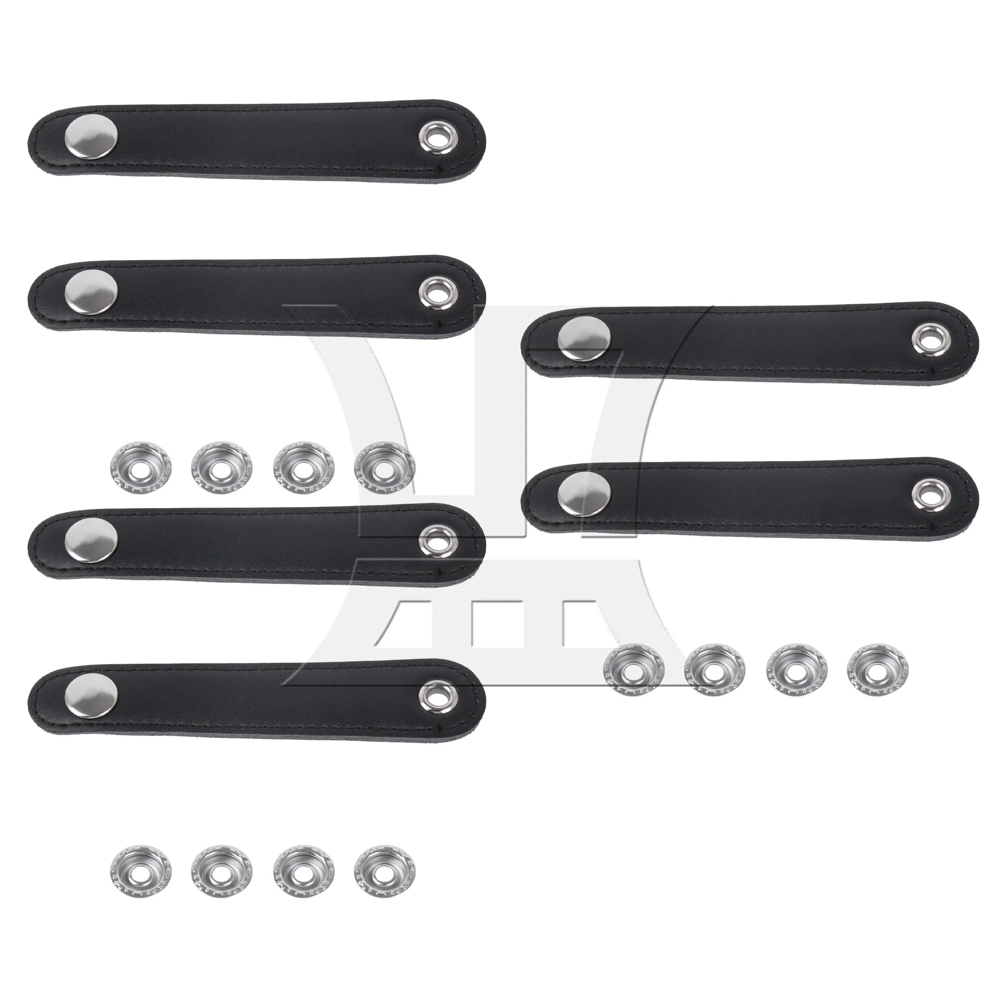 6 Pcs Black Leather Adjustable Accordion Bellow Straps 10cm with Buckles