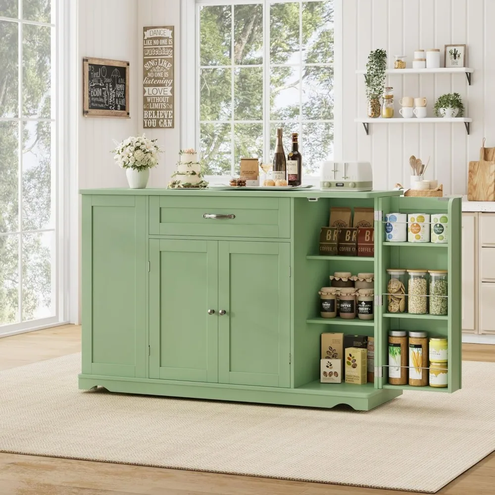 عربة جزيرة المطبخ مع مساحة تخزين، 47 طاولة دوارة على عجلات، درجين، جزيرة تخزين المطبخ بارتفاع قابل للتعديل