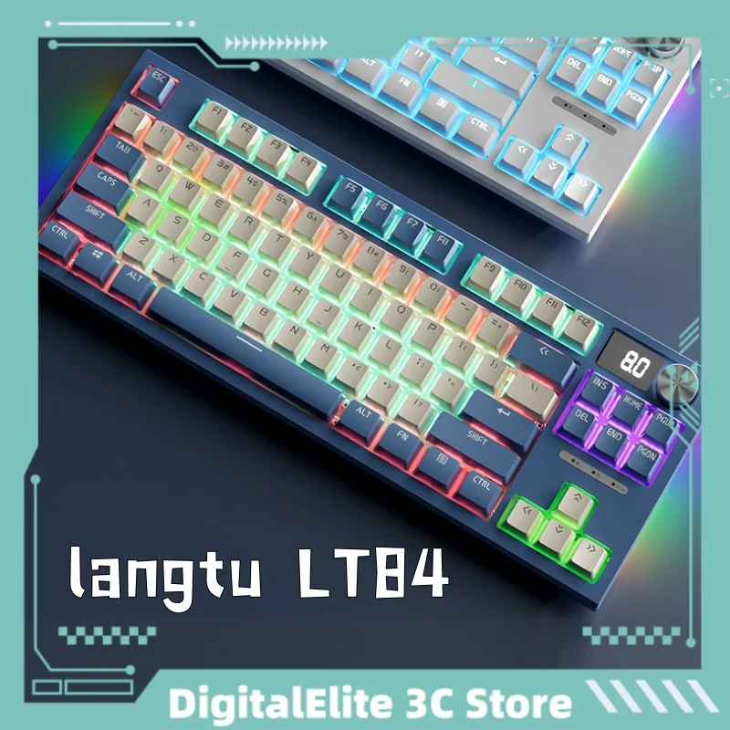 

Langtu Lt84 Wireless Bluetooth Mechanical Keyboard RGB Tri Mode Wired Hot Plug Green Axis Customized Game Competition Office