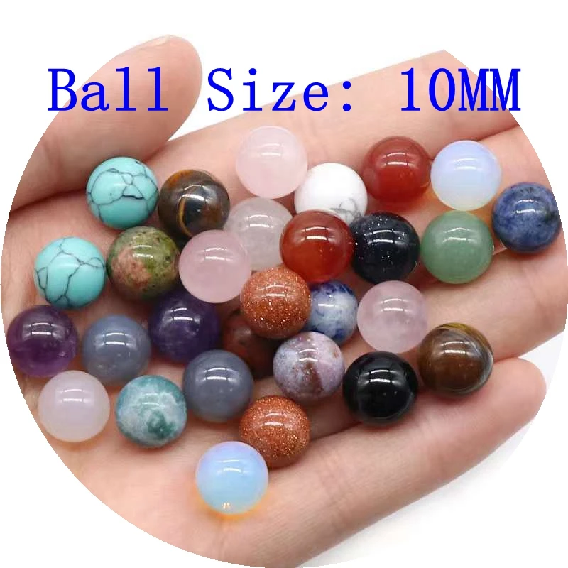 10PCS Natural Gemstone Round Balls for DIY Making Jewelry NO-Drilled Hole Stone Crystal Sphere Beads 8/10/12/14/16/18/20MM