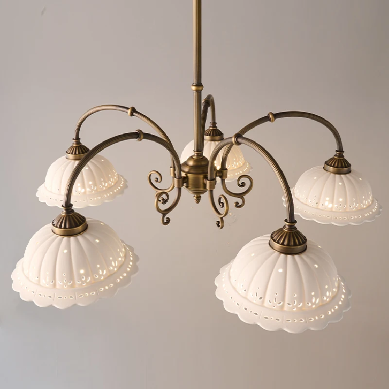 2026 New Retro All Copper Pendant Light With Antique Style Bedroom Living Room Dining Room Study Design Art Ceramic Lighting Fix