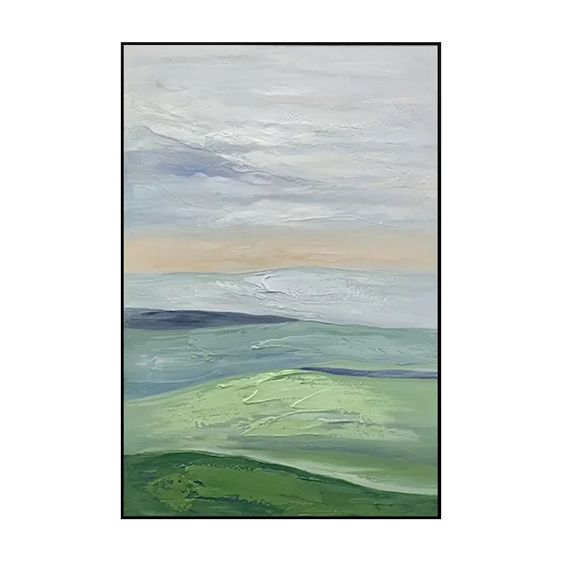 

Pure hand-painted oil painting abstract porch hanging painting small fresh landscape mural minimalist thick texture decorative