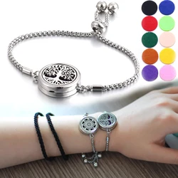 New Aromatherapy Bracelet Diffuser Locket Tree Flower Adjustable Perfume Essential Oil Diffuser Women Bracelet Crystal Jewellery