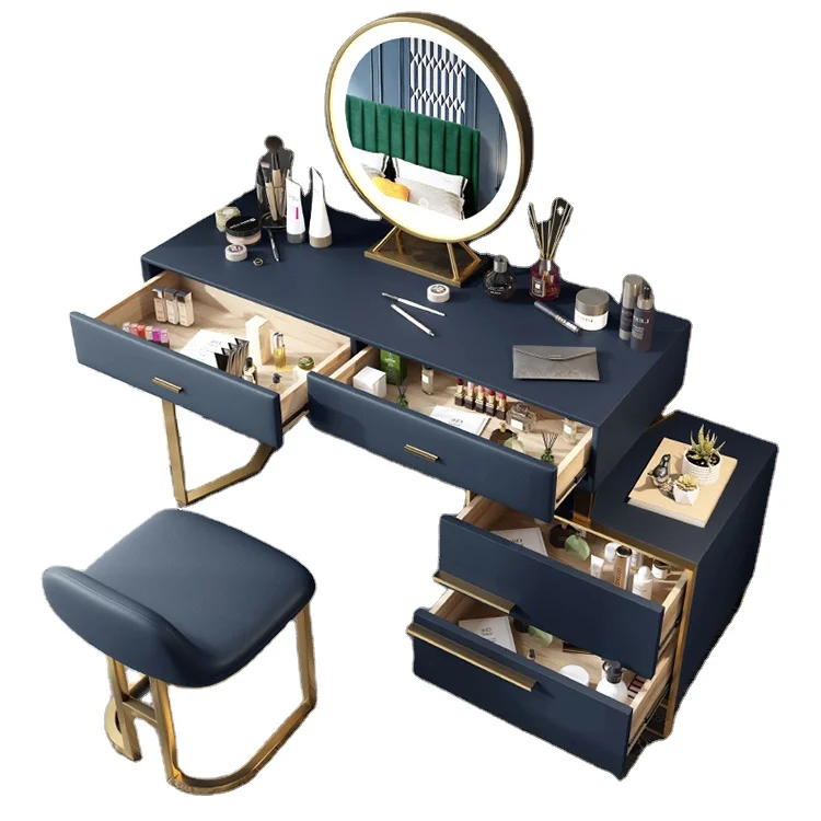 

Hot Sale Nordic Bedroom Light Luxury Modern High-End Simple Princess Makeup Table Small Family Web Celebrity Ins Dresser