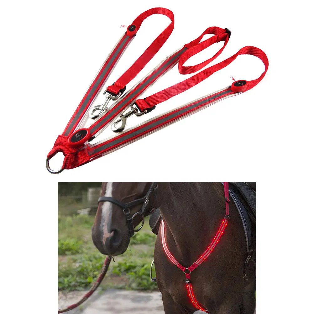 

LED Horse Breastplate Collar High Visibility Tack For Horseback Riding Adjustable Safety Gear