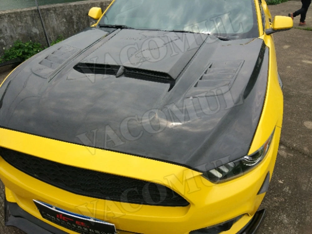 

Для Ford Mustang Coupe кабриолет 2-дверный 2015-2017 чехлы на передний капот автомобиля из углеродного волокна, бампер, декоративные накладки для двигателя
