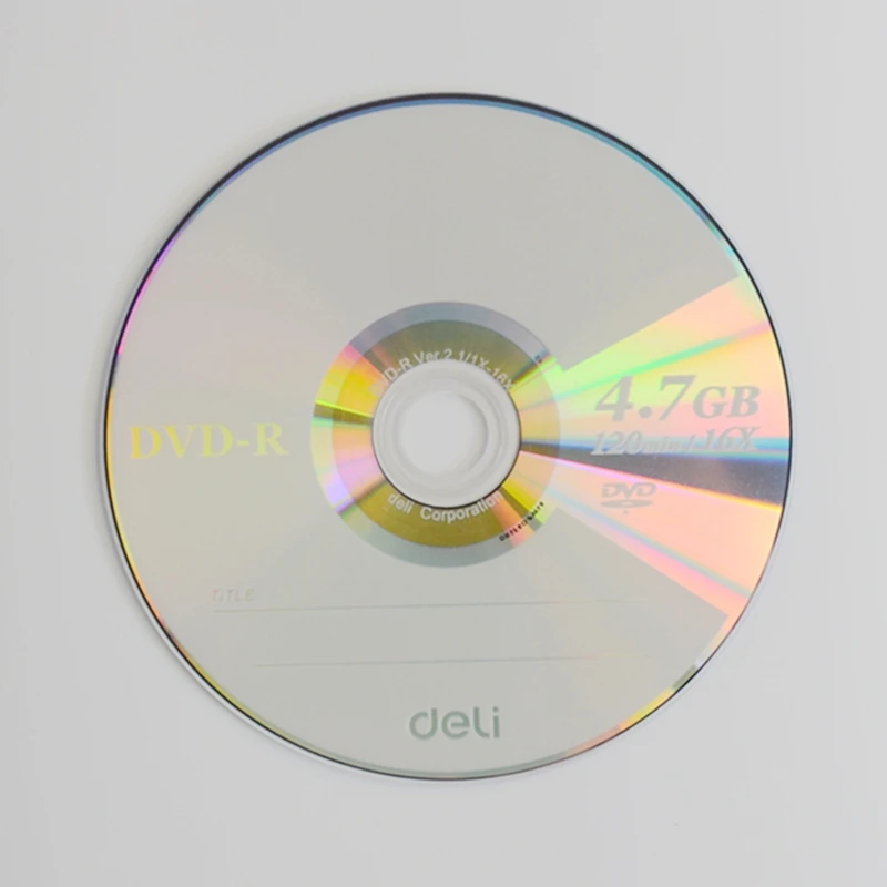 Deli 3724 DVD-R Blank Recordable Compact Discs 4.7GB 120min 16x Speed Single Piece 1/2/4PCS Options for Data Storage