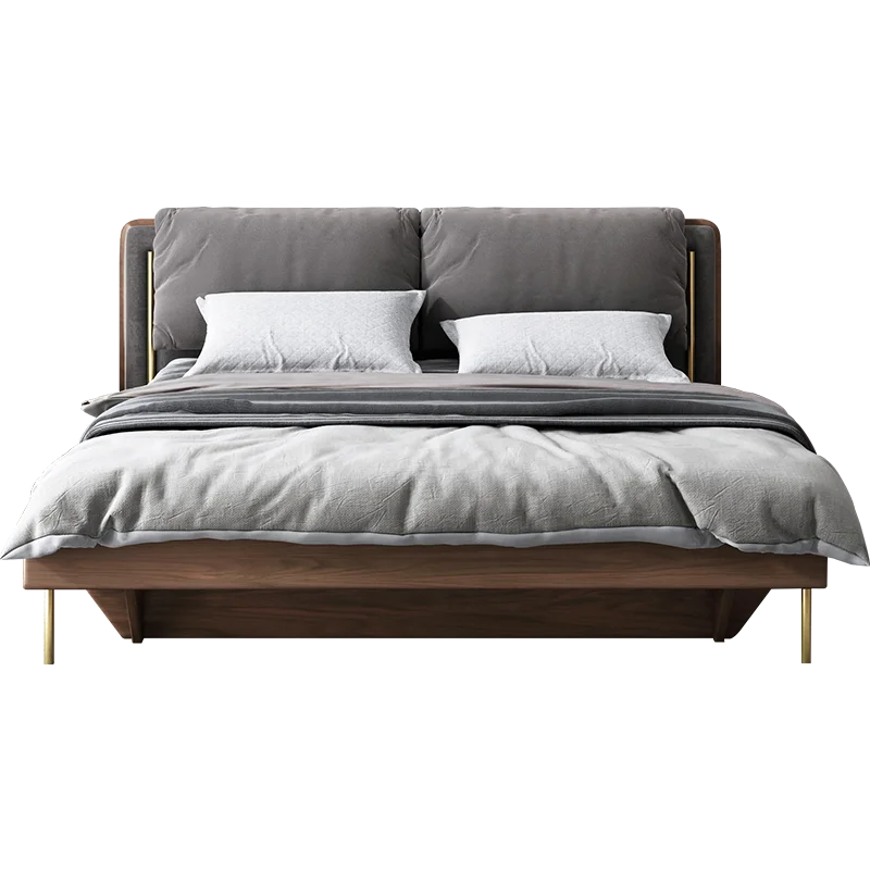 

for Luxury Solid Wood Double Bed Stainless Steel Feet Bedroom Furniture Bedroom Multi Storage Bed