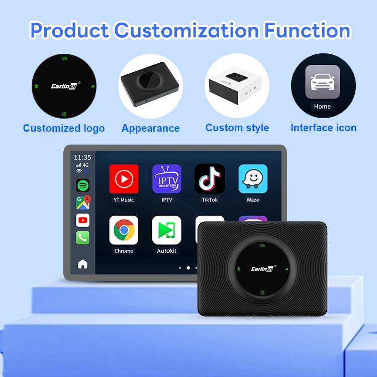 Custom Dual Channel Android 13 Tbox Ae Box Wireless Carplay Android Auto Adpater 128Gb Qcm6125 Car Play Dongle for Apple