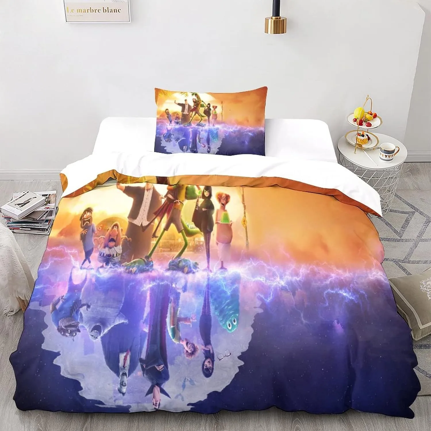 Juego de cama de Hotel Transilvania, tamaño individual, doble, tamaño Queen y King, juego de cama de dibujos animados de animales lindos, juegos de cama para dormitorio de niños