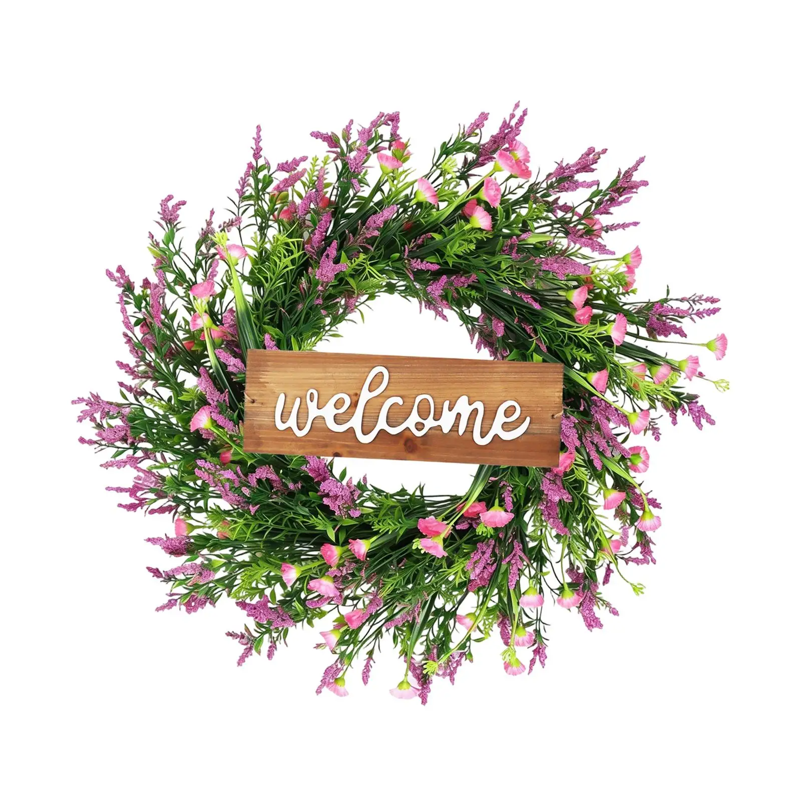 

Summer Lavender Wreath Green Leaves Garland Door Hanging Letter Sign for Porch Holidays Anniversary Party Supplies