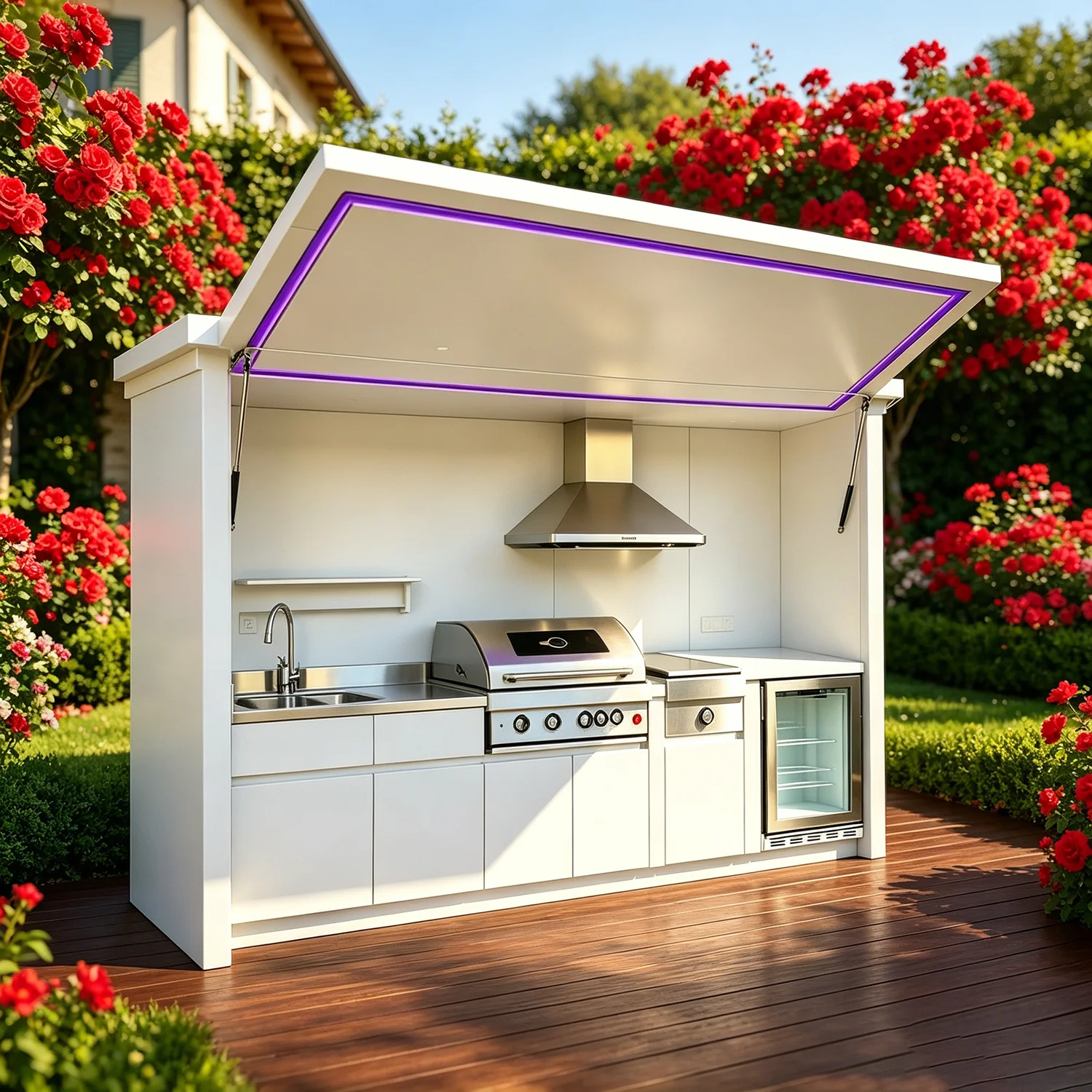 2026 Top-Selling Sleek Outdoor Kitchen System with Complete Appliances, Durable Weatherproof Custom Garden BBQ Kitchen Cabinet image 2