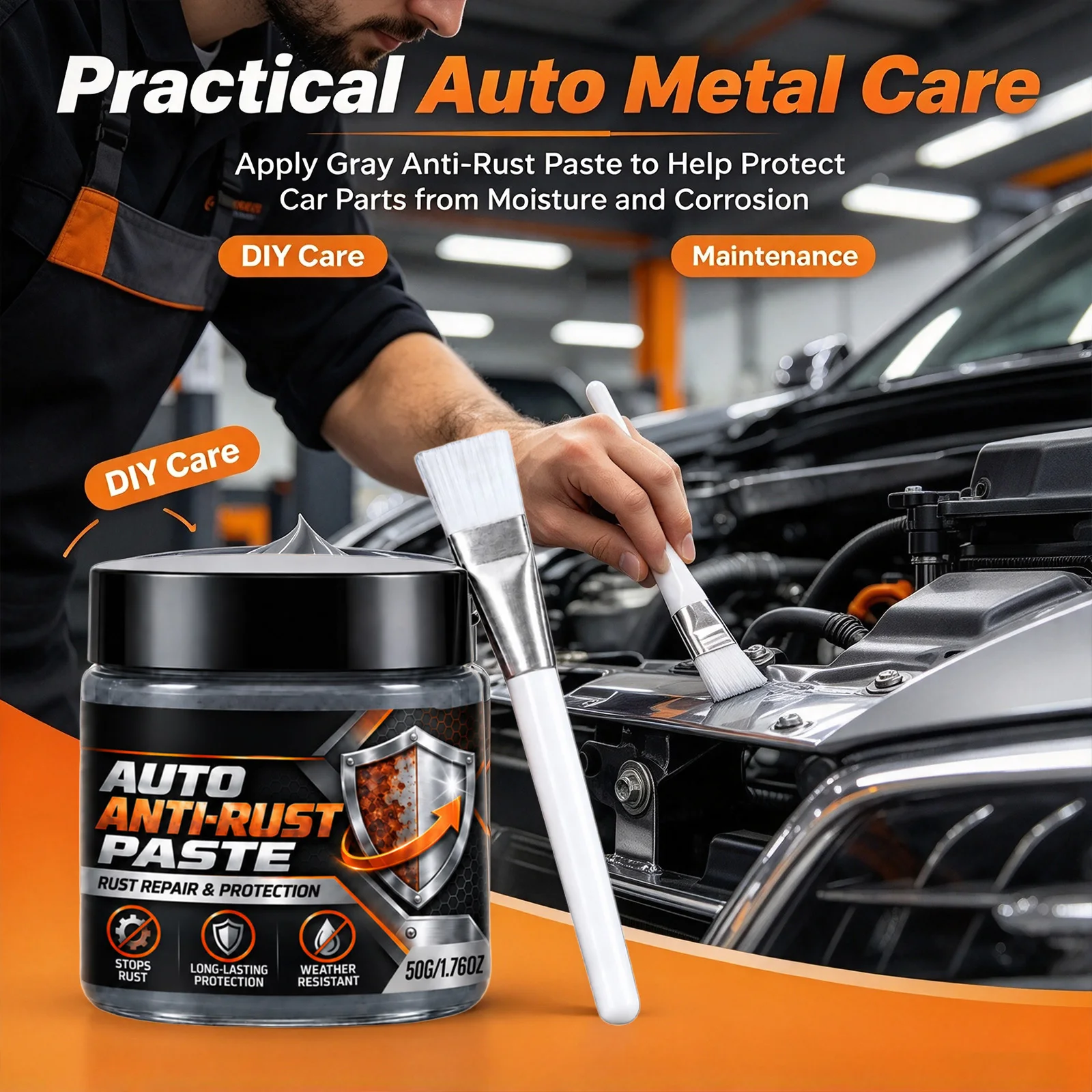 Auto Metal Gray Anti Rust Paste Protecting Metal Prevent Rust Abrasion-Resistant Stable Protective Coating Metal Anti-Rust Paint