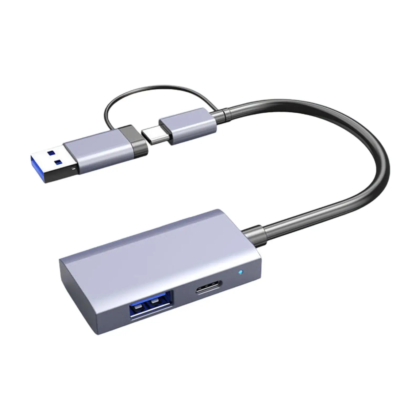 قارئ بطاقات 4 في 1، ملحقات إلكترونية متعددة الوظائف، توصيل وتشغيل واجهة مزدوجة USB C، USB 3.0، SD، TF رمادي