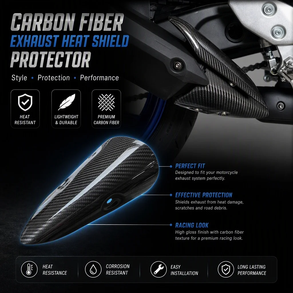 Carbon Fiber Motorcycle Exhausts Pipe Protection Cover for YAMAHA MT-03 R3 2016-2026