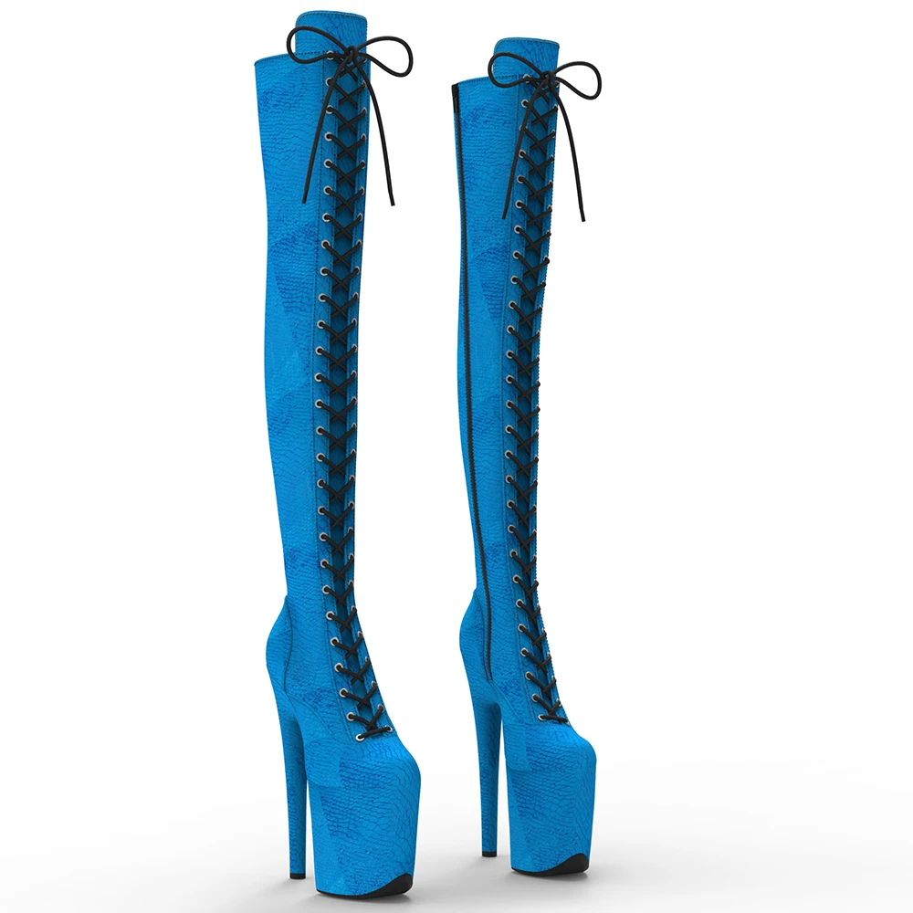 

Leecabe 20cm/8inches Snake Upper Sexy High Heel Platform Thigh High Boots Pole Dancing Boots