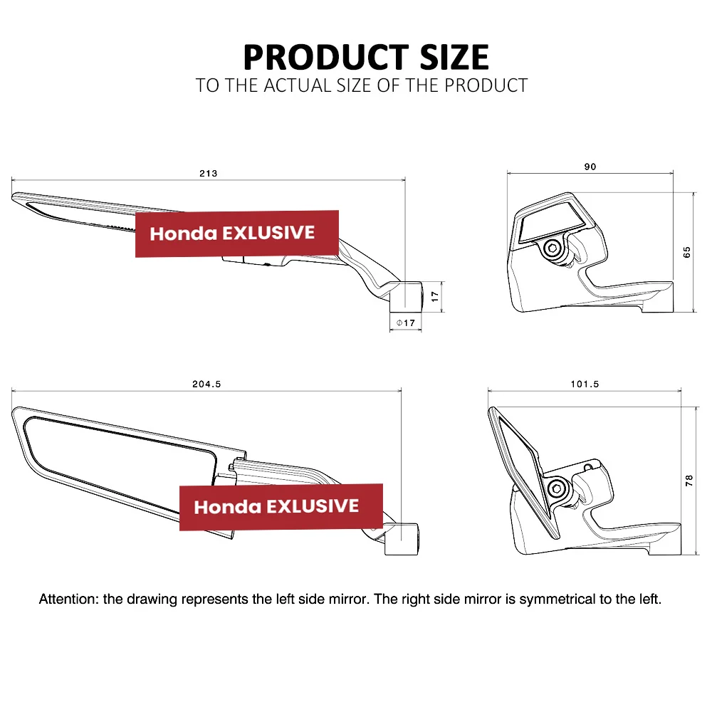 Accesorios de motocicleta para Honda CB650R, piezas de Motor de espejo retrovisor de ala fija giratoria ajustable, nuevo