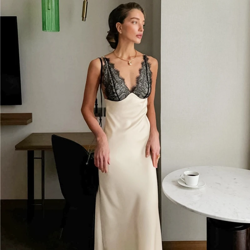 

Женские сексуальные вечерние платья макси RANGWU с кружевными вставками, V-образным вырезом и открытой спиной, без рукавов, для вечеринок, лето 2026