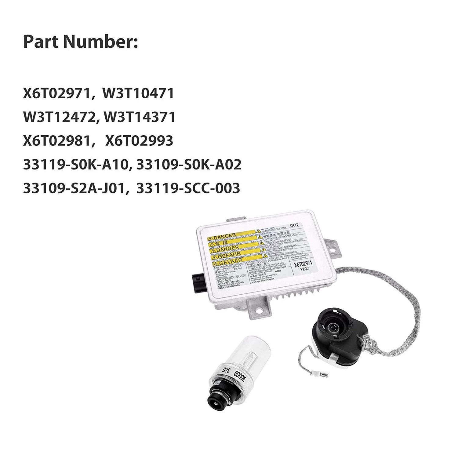 #48O Automotive Parts & Accessories,Xenon HID Headlight Ballast with Ignitor and D2S Bulb for Honda Mazda (silver)
