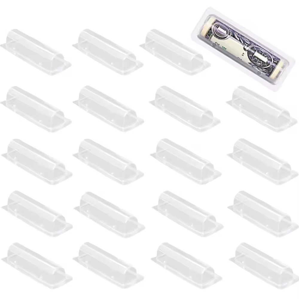 50/100 pçs titular do cartão de dinheiro com adesivo cúpula de plástico bálsamo labial à prova dwaterproof água transparente bolsa de dinheiro presente diy para formatura natal