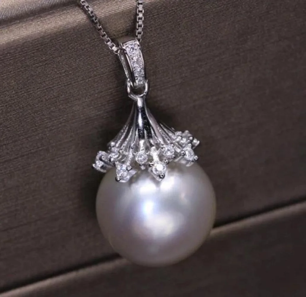 

Gorgeous Pearl Pendant AAA9-10mm10-11mm11-12mm Natural South China Sea White Pearl Pendant 925s 18inch